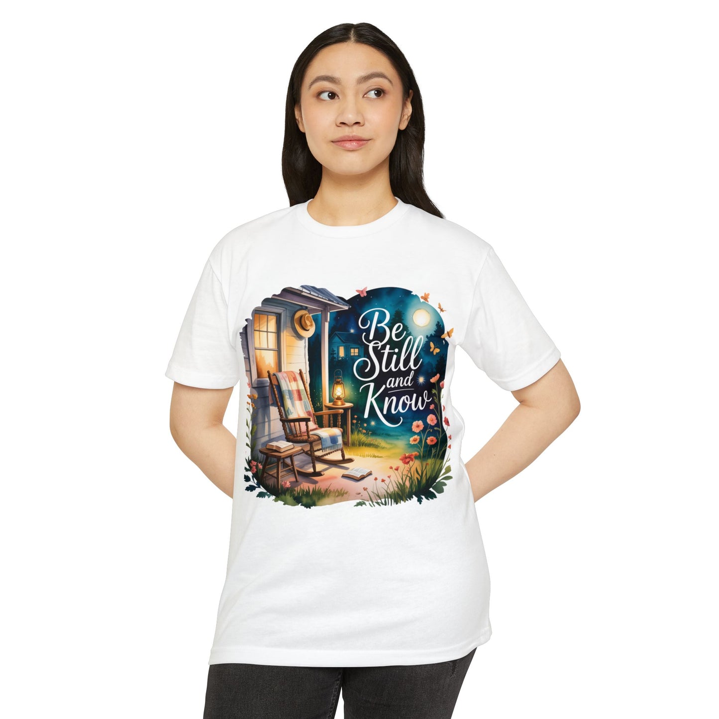 Be Still and Know T-Shirt — Cozy Porch & Moonlight Faith Tee