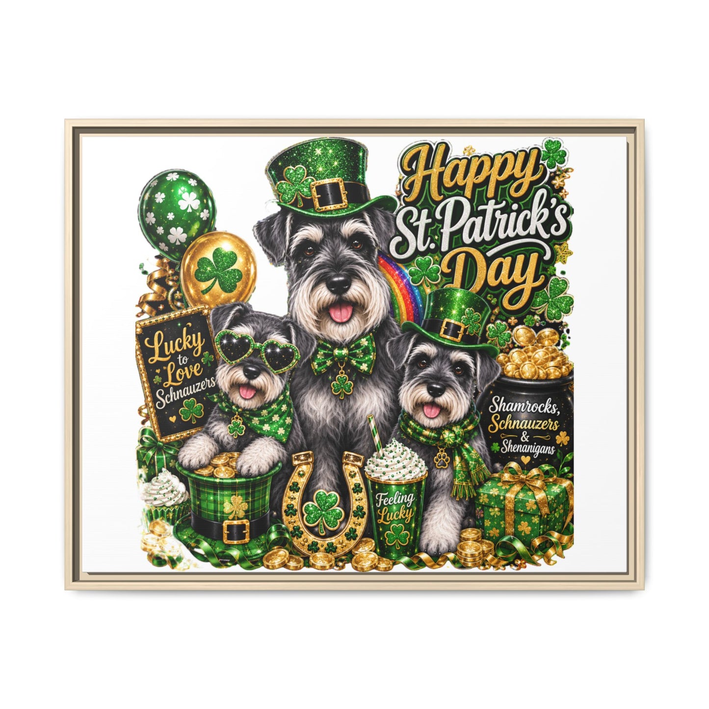 Happy St. Patrick's Day Schnauzer Canvas Print