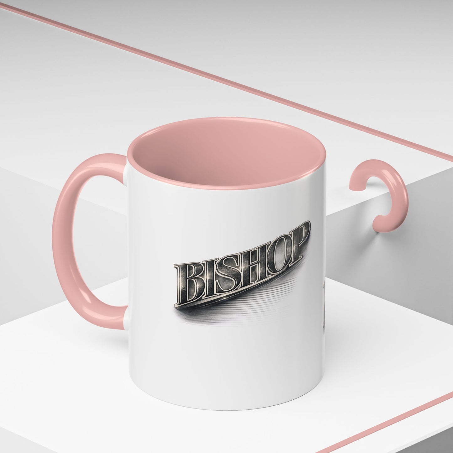 Vintage 'Bishop' Accent Coffee Mug — Retro Metallic Text Ceramic Mug (11/15oz)
