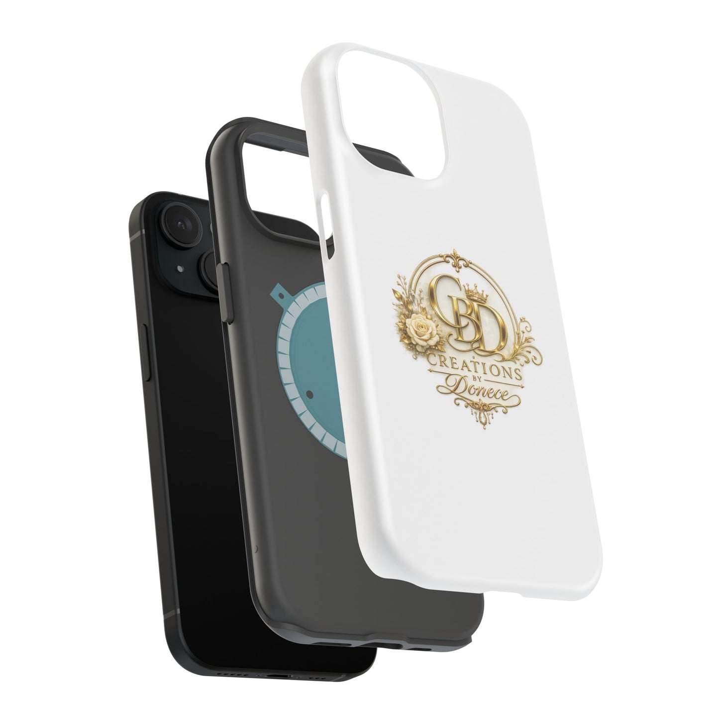 Magnetic Impact-Resistant Phone Case — Gold Floral Crest Logo