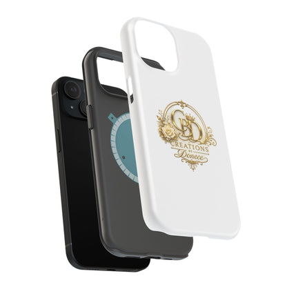 Magnetic Impact-Resistant Phone Case — Gold Floral Crest Logo