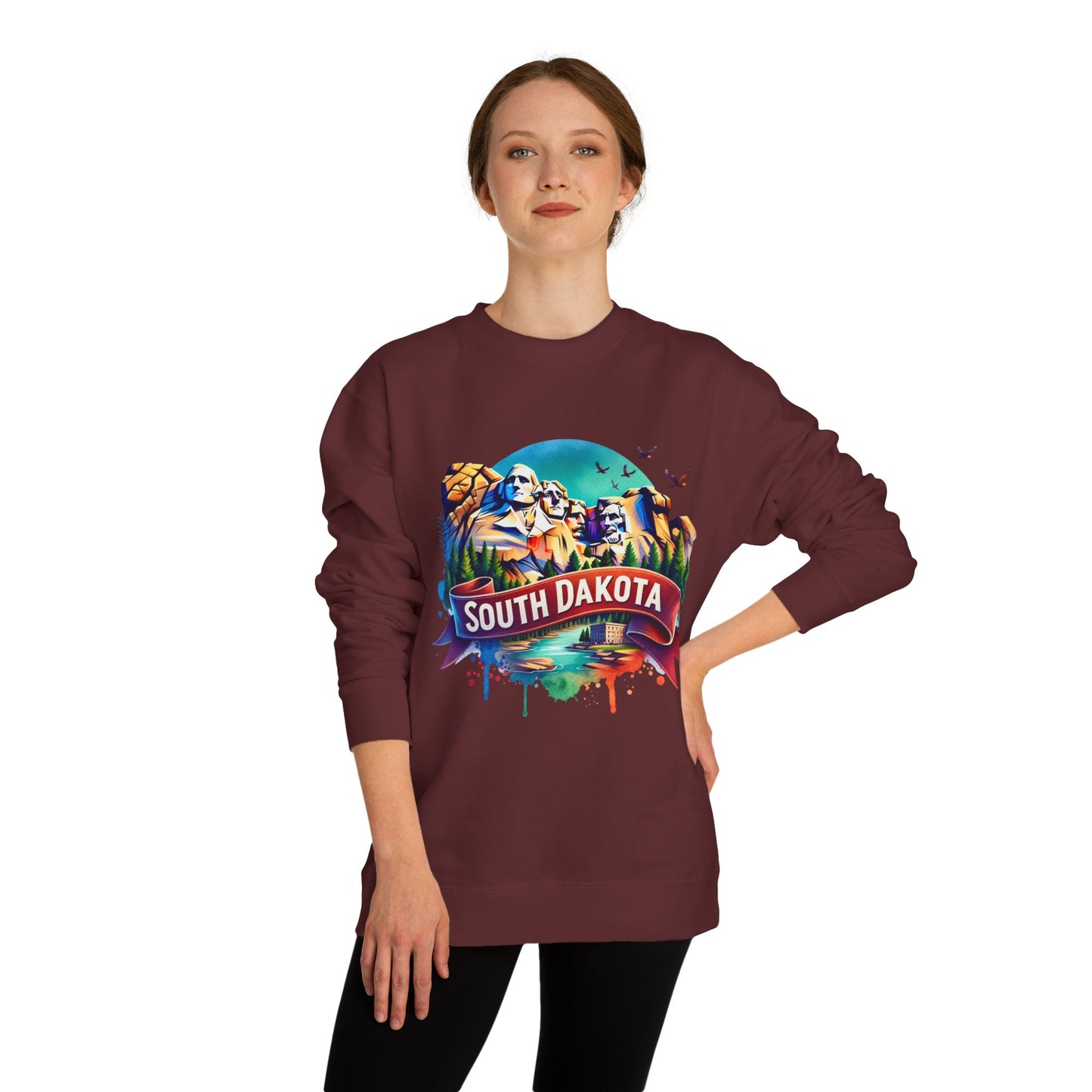 South Dakota Mount Rushmore Sweatshirt - Colorful State Pride Crewneck