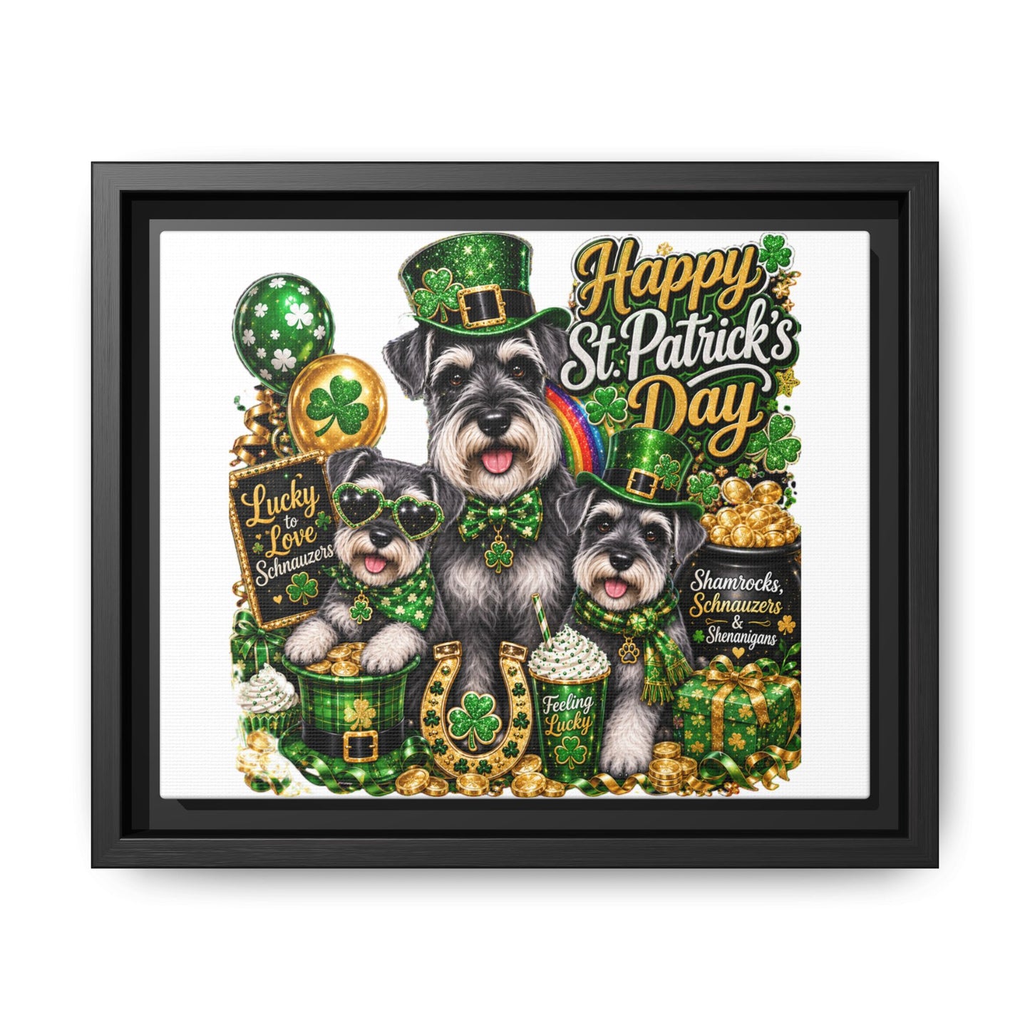 Happy St. Patrick's Day Schnauzer Canvas Print