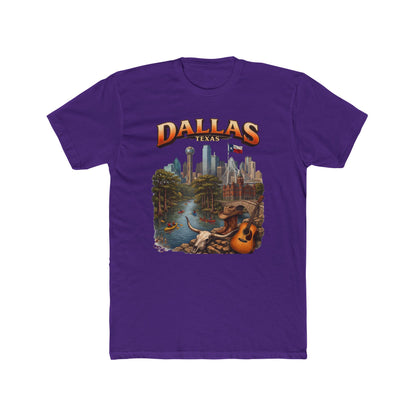 Dallas Skyline Graphic Tee — Retro Cityscape with Guitar