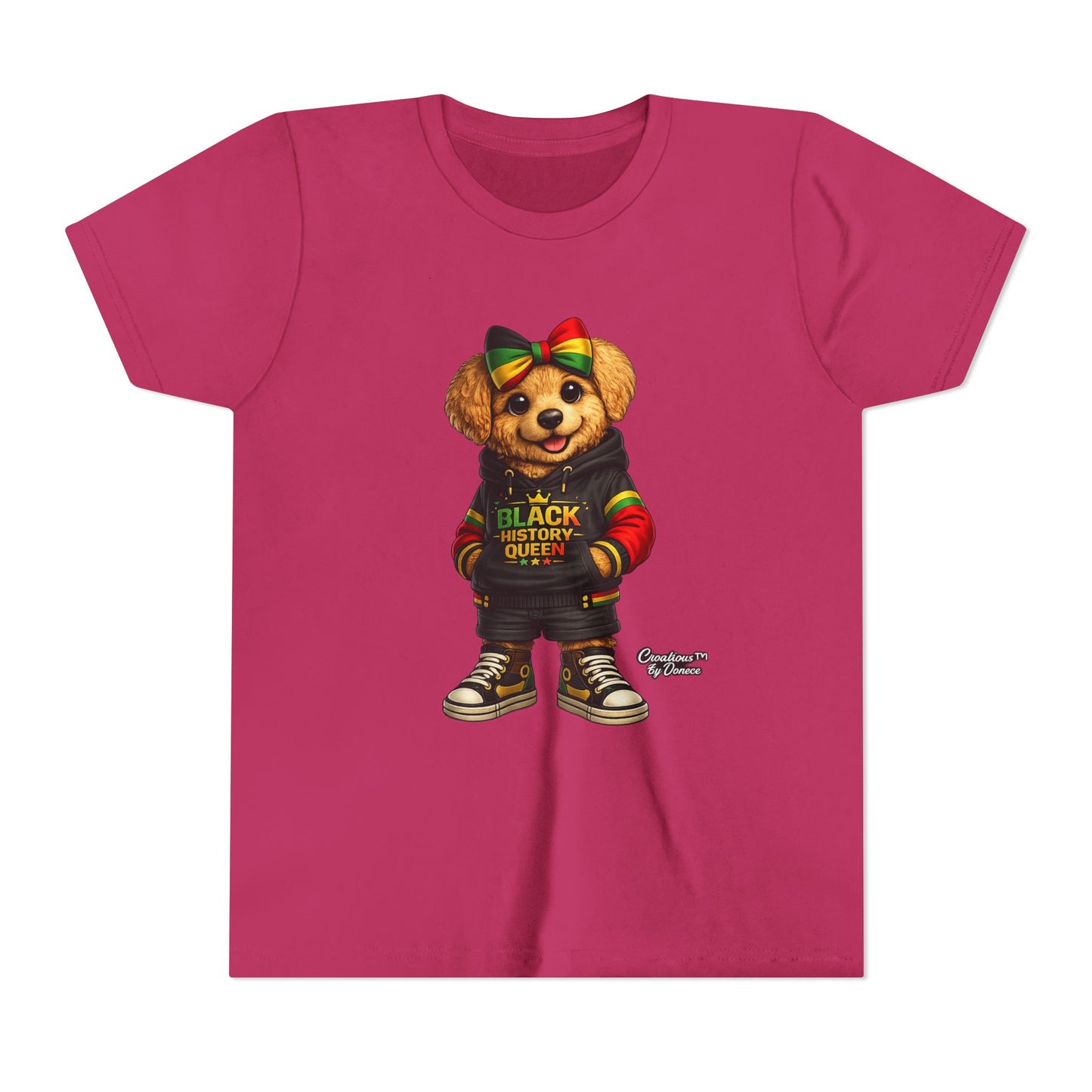 Youth Tee — Black History Queen Bear Graphic T-Shirt