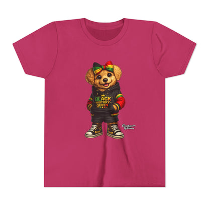 Youth Tee — Black History Queen Bear Graphic T-Shirt