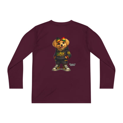 Youth Long Sleeve Tee — Trendy Bear Graphic "Black Excellence"