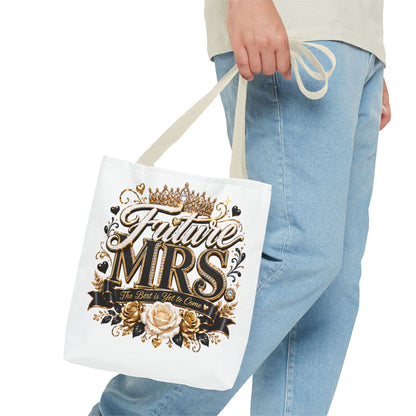 Future Mrs. Tote Bag — Bridal Bachelorette Gift Bag with Gold Crown Design