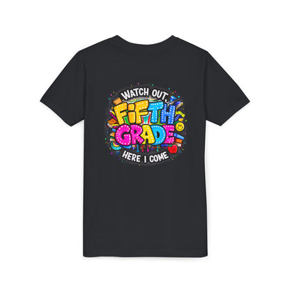 Fifth Grade T‑Shirt for Kids - "Watch Out Fifth Grade Here I Come" Back-to-School Tee