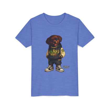 Youth Tee — 'Black History King' Puppy Graphic Shirt
