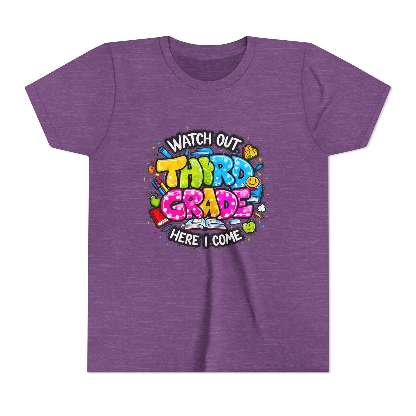Third Grade Kids T‑Shirt — "Watch Out Third Grade Here I Come" Back-to-School Tee