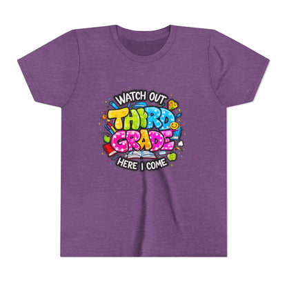Third Grade Kids T‑Shirt — "Watch Out Third Grade Here I Come" Back-to-School Tee
