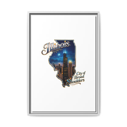 Illinois City of Broad Shoulders Matte Canvas Framed Wall Art