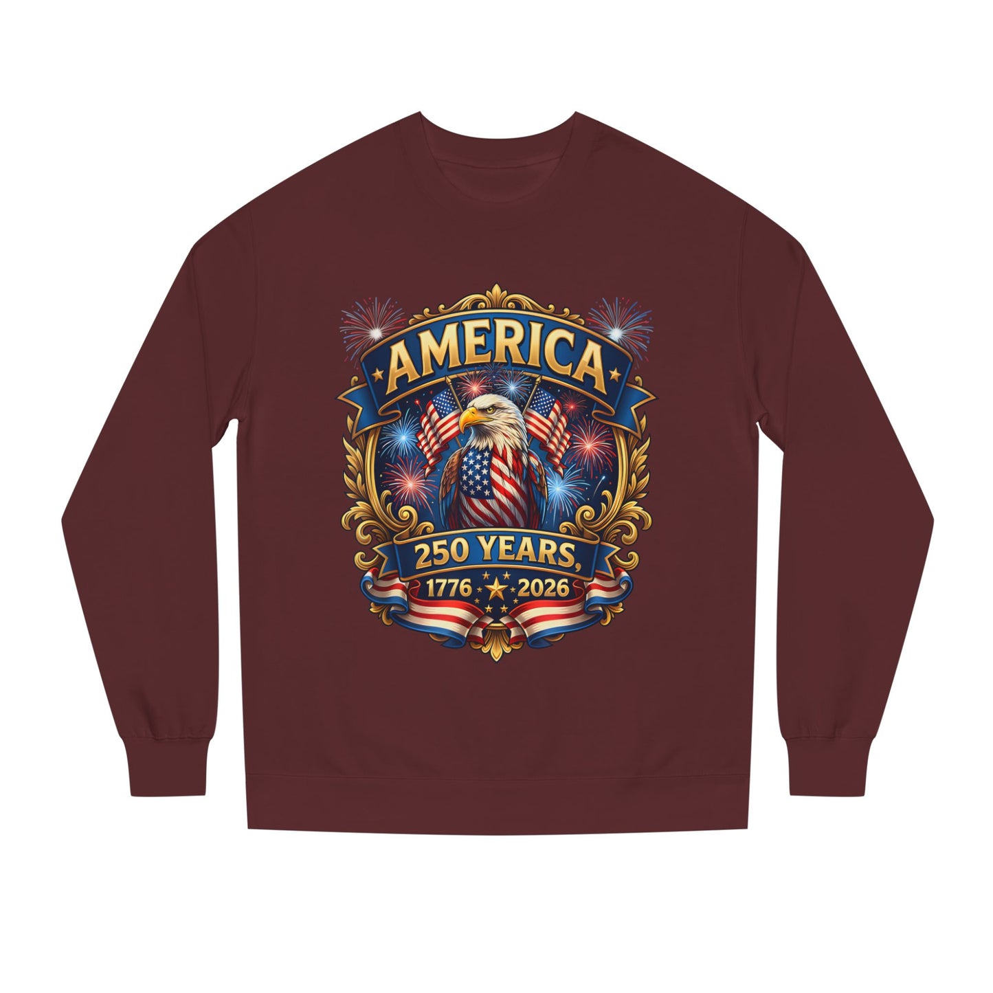 America 250 Years Crewneck Sweatshirt — 1776–2026 Patriotic Eagle Design