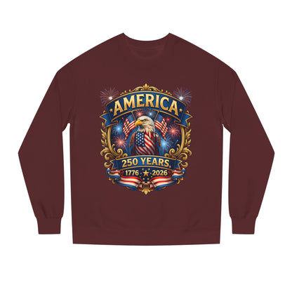 America 250 Years Crewneck Sweatshirt — 1776–2026 Patriotic Eagle Design
