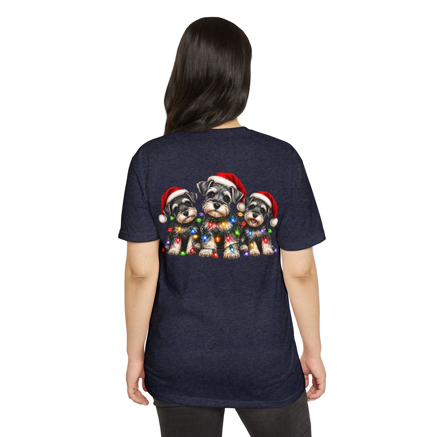 Christmas Schnauzer Puppies T-Shirt – Cute Santa Hat Dog Holiday Tee