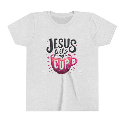 Jesus Fills My Cup Youth Tee — Christian Faith Kids Shirt