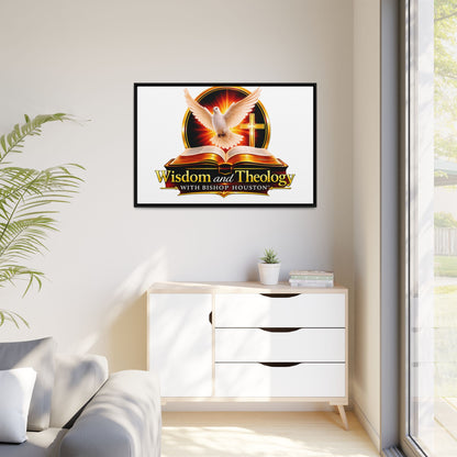 Framed Canvas Print — "Wisdom and Theology" Dove & Bible Wall Art
