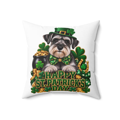 St. Patrick's Schnauzer Pillow — Happy St. Patrick’s Day Decorative Throw Pillow