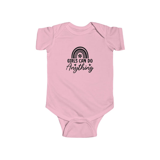 Infant Bodysuit - "Girls Can Do Anything" Rainbow Baby Onesie (Feminist Infant Gift)