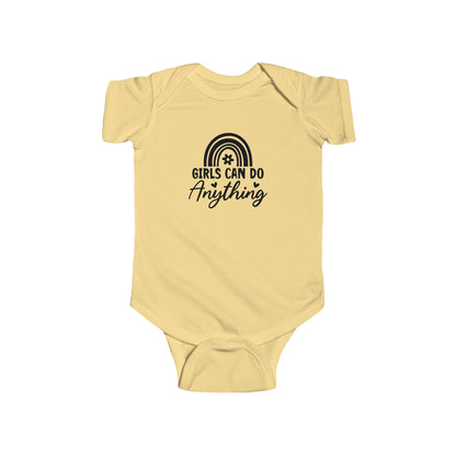 Infant Bodysuit - "Girls Can Do Anything" Rainbow Baby Onesie (Feminist Infant Gift)