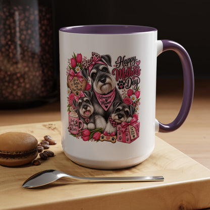 Mother's Day Schnauzer Coffee Mug — Happy Mother’s Day Dog Mom Accent Mug