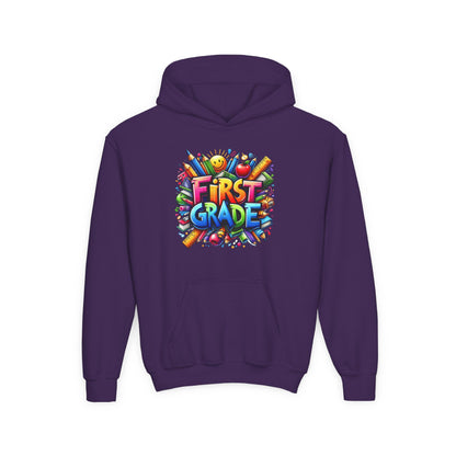 First Grade Kids Hoodie – Colorful Back-to-School Sweatshirt