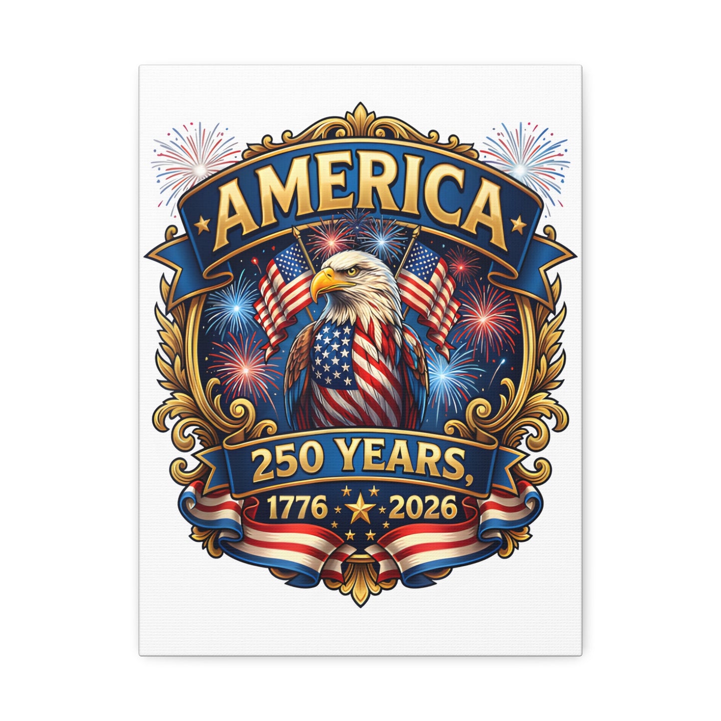 America 250th Anniversary Canvas – Patriotic Eagle 1776-2026 Wall Art