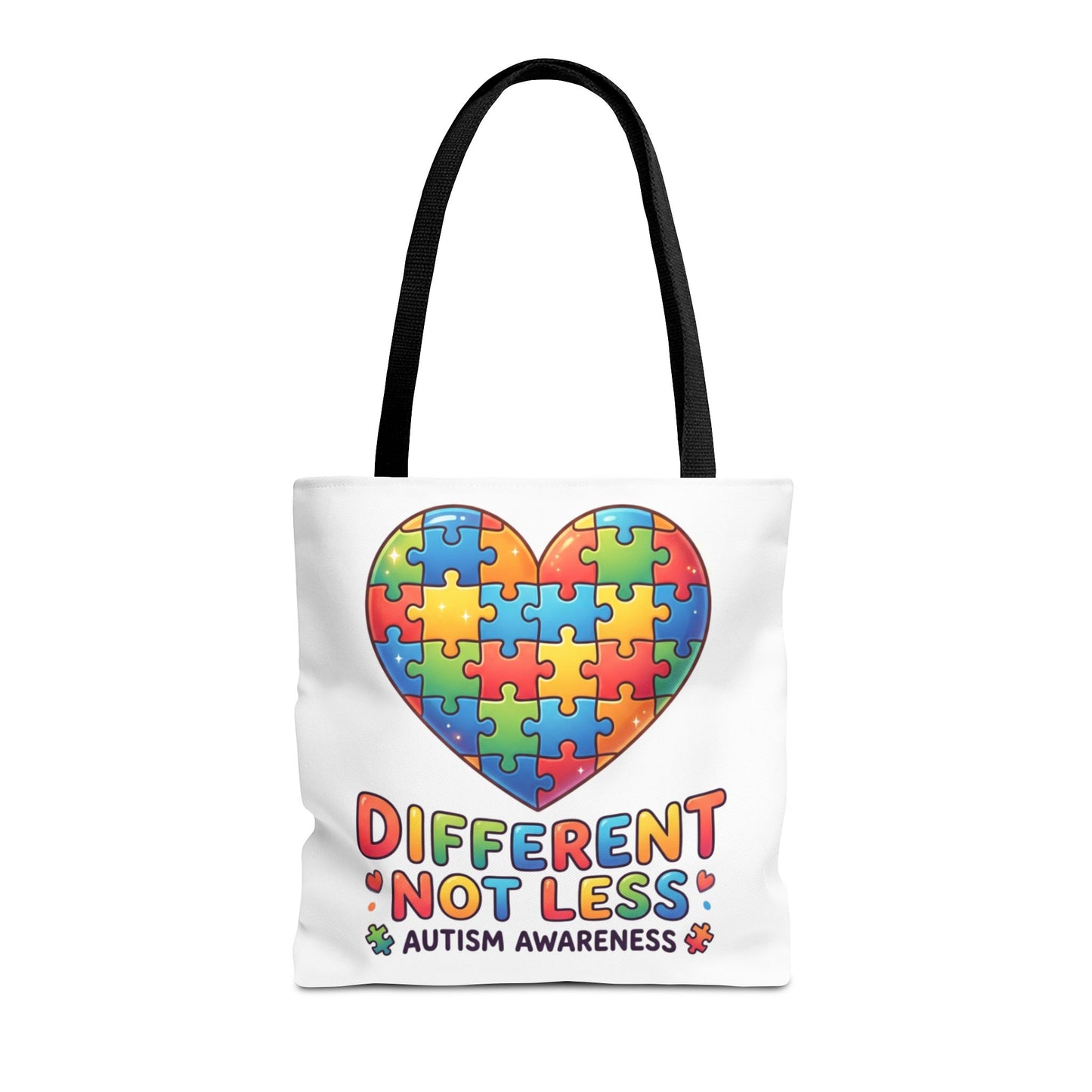 Autism Awareness Tote Bag — "Different Not Less" Puzzle Heart