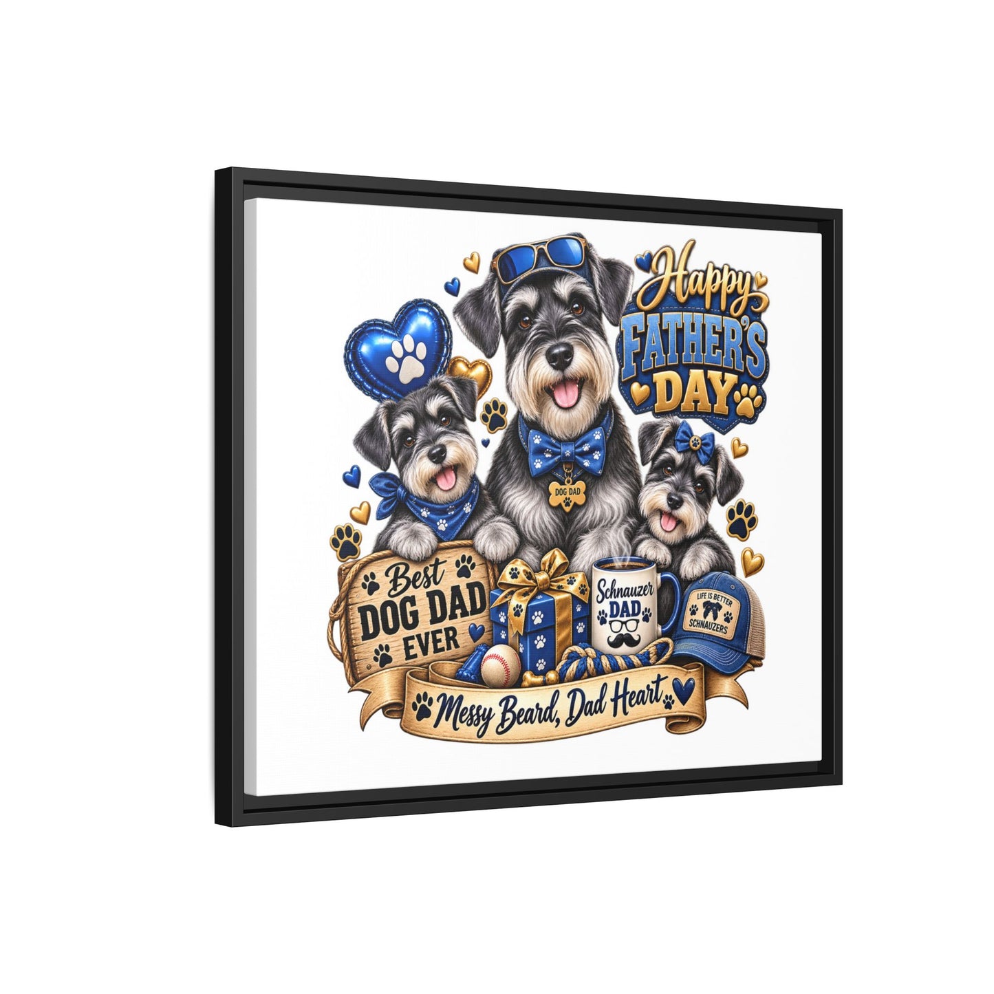 Happy Father's Day Schnauzer Canvas – Best Dog Dad Ever Framed Wall Art