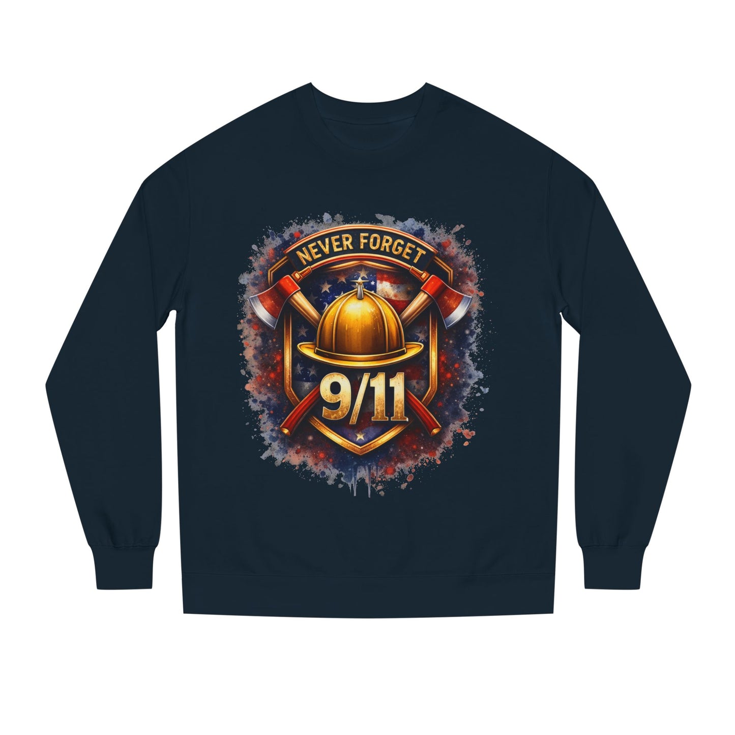 9/11 Never Forget Firefighter Helmet Crewneck Sweatshirt