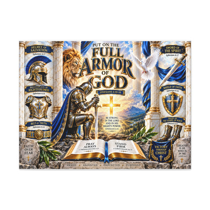 Full Armor of God Canvas Wall Art — Christian Faith Inspirational Scripture Print