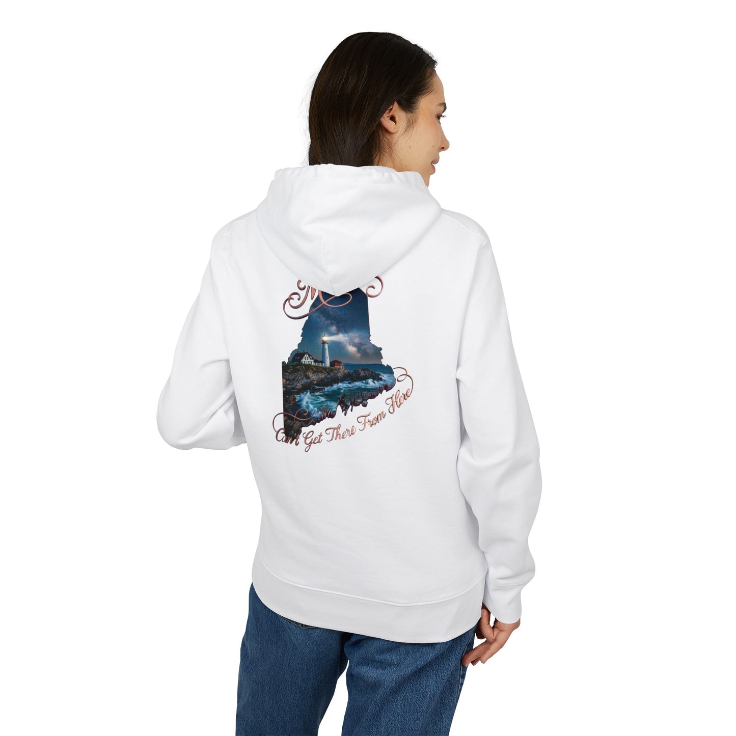 State Map Hoodie — Maine Scenic Lighthouse "You Get There From Here"