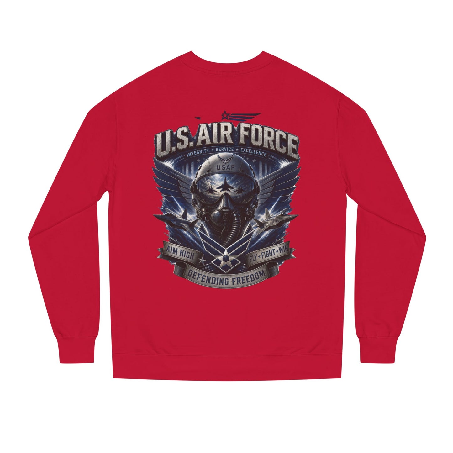 U.S. Air Force Crewneck Sweatshirt — Tactical Skull Wings "Defending Freedom"