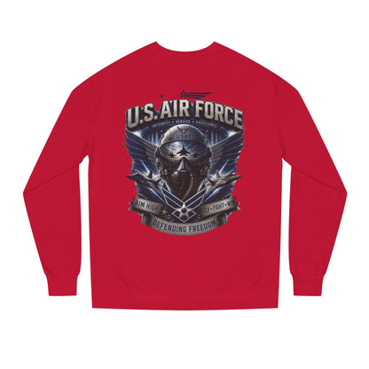 U.S. Air Force Crewneck Sweatshirt — Tactical Skull Wings "Defending Freedom"