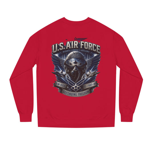 U.S. Air Force Crewneck Sweatshirt — Tactical Skull Wings "Defending Freedom"