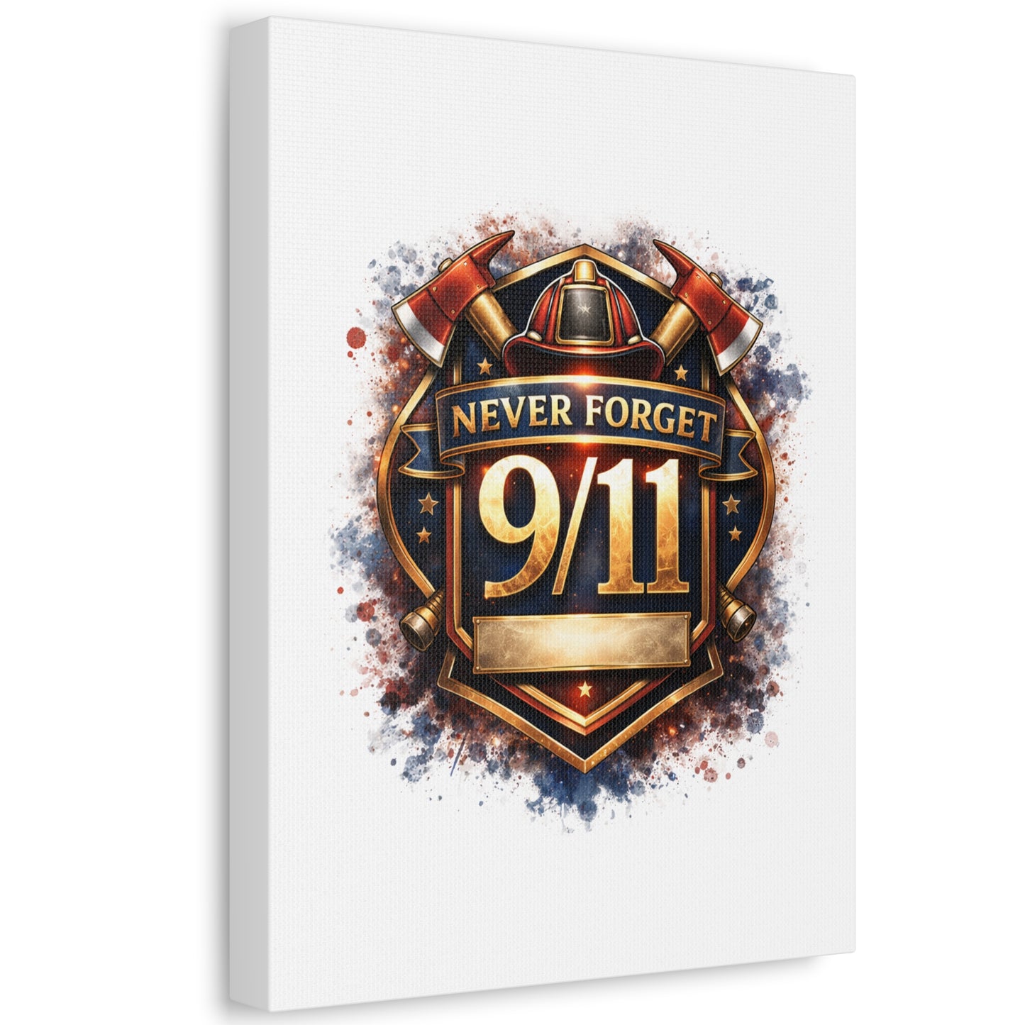 9/11 Never Forget Canvas Print — Firefighter Tribute Stretched Wall Art