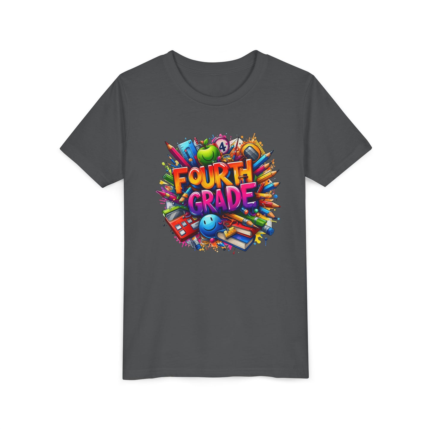 Fourth Grade Youth T‑Shirt – Colorful School Supplies Back to School Tee
