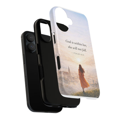 Inspirational Psalm 46:5 Phone Case — 'God is within her, she will not fall' Christian Phone Cover
