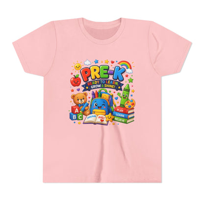 Pre-K Ready To Learn Kids T-Shirt — Colorful Preschool Back-to-School Tee