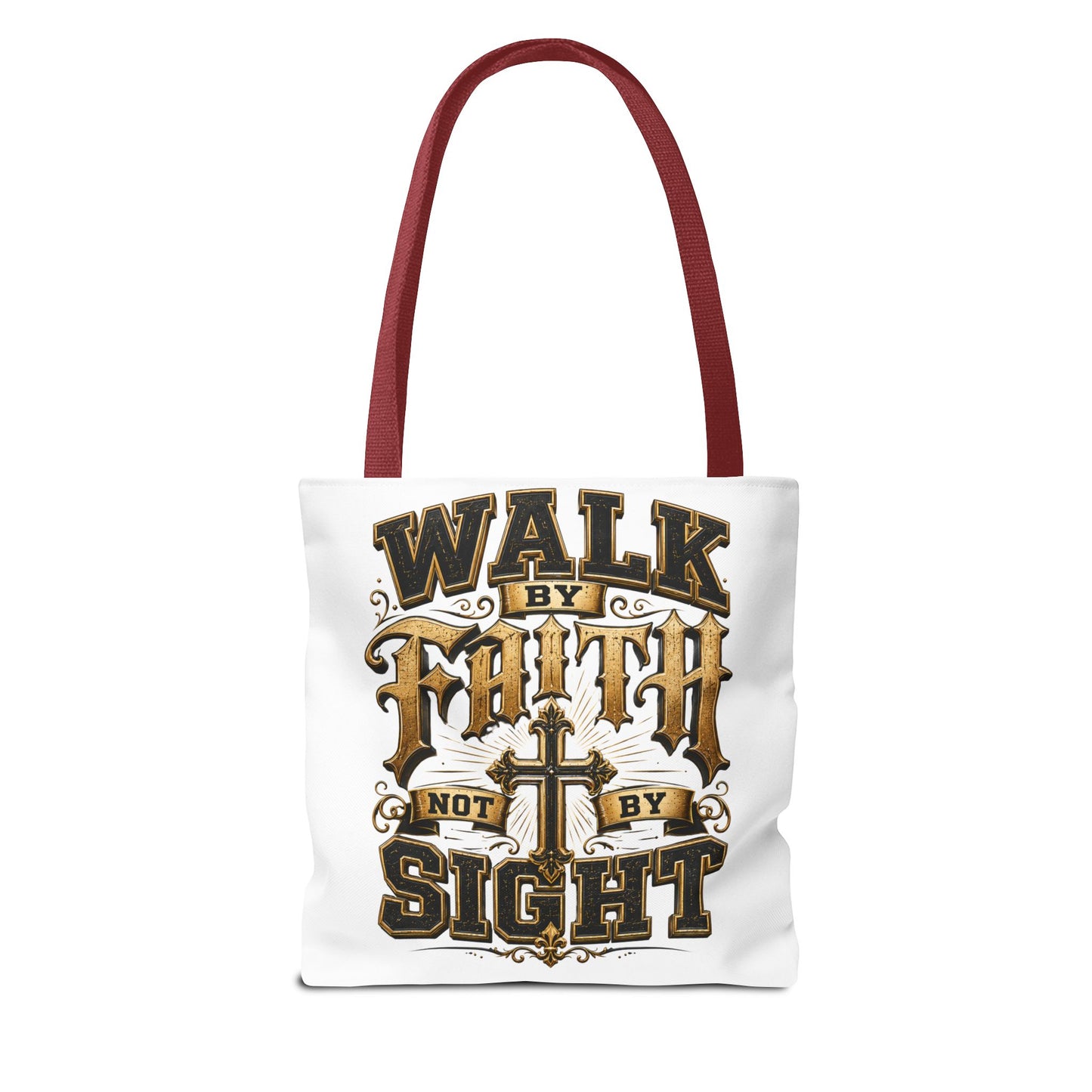 Walk by Faith Tote Bag — Christian Inspirational Cross Tote