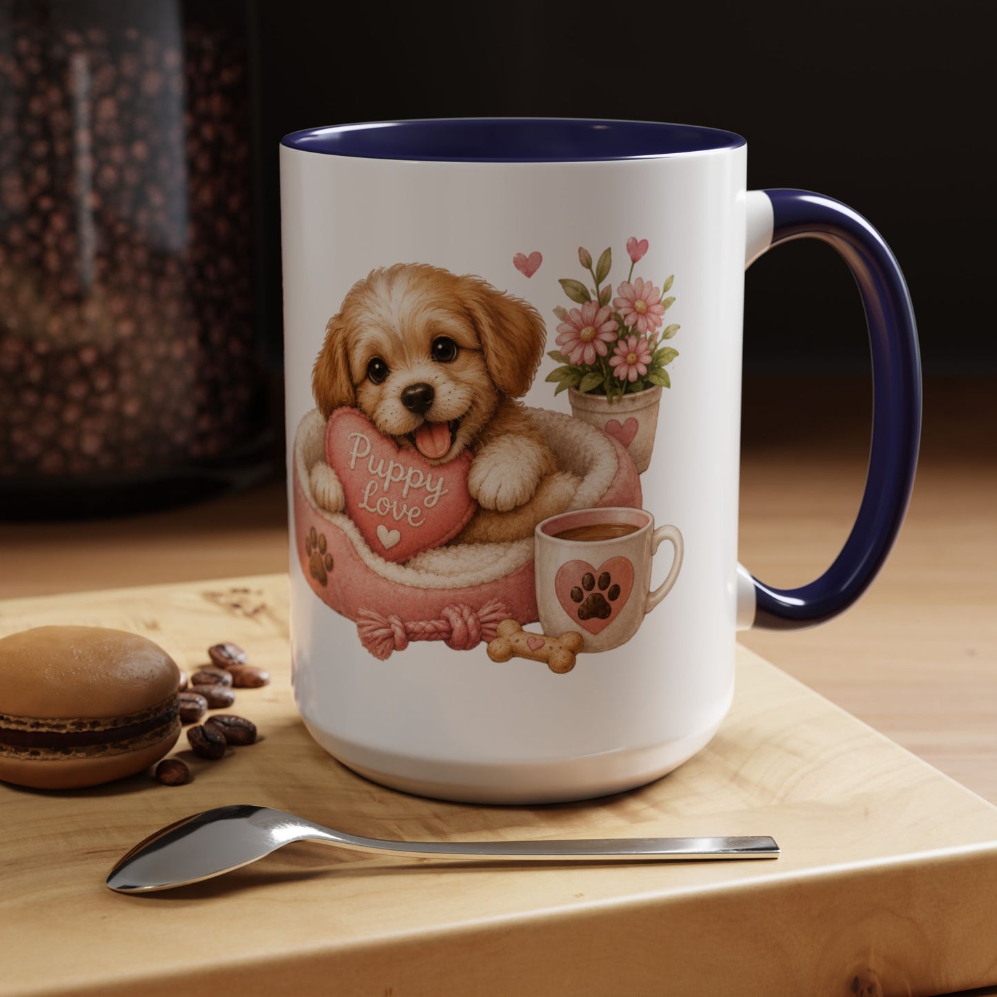 Puppy Love Coffee Mug — Cute Dog Heart Accent Mug (11/15oz)