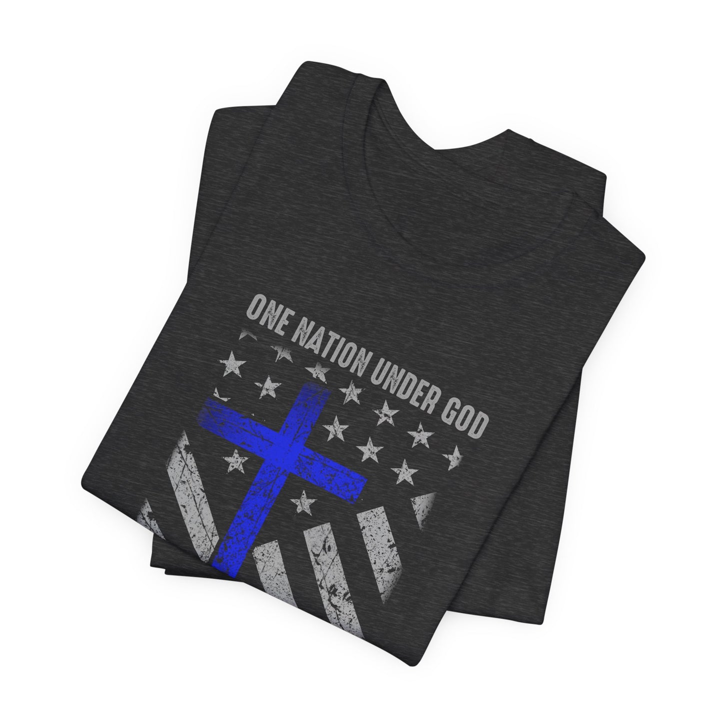 Blessed Are the Peacemakers T‑Shirt — Thin Blue Line Cross, "One Nation Under God" Patriotic Police Tee