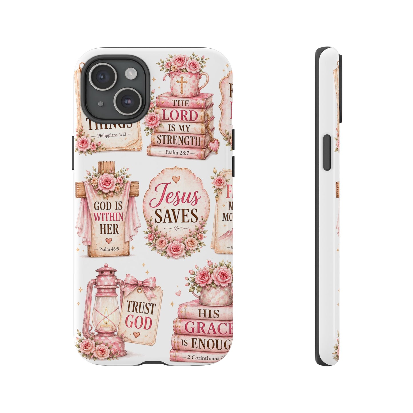 Faith Phone Case — 'Jesus Saves' Floral Christian Scripture iPhone Case