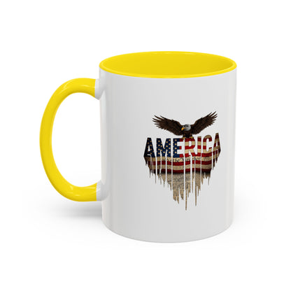 America Eagle Flag Accent Coffee Mug – Patriotic 11/15oz Ceramic