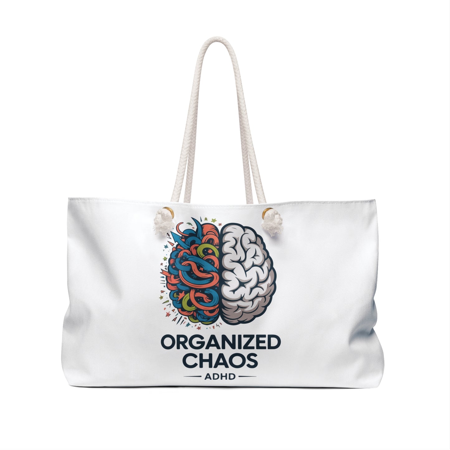 Weekender Bag — "Organized Chaos" ADHD Brain Graphic Travel Tote