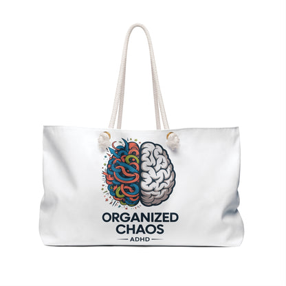 Weekender Bag — "Organized Chaos" ADHD Brain Graphic Travel Tote