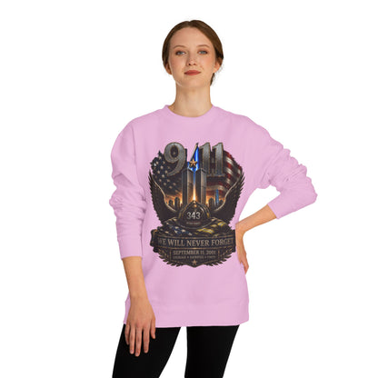 9/11 We Will Never Forget Crewneck Sweatshirt – Memorial Tribute