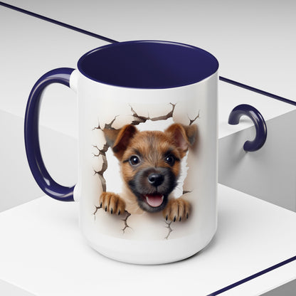 Puppy Peeking Accent Coffee Mug – Cute Dog Lover 11/15oz