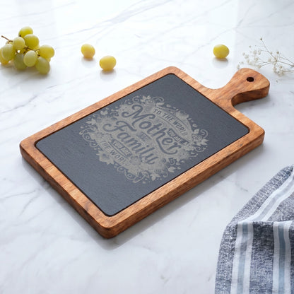 Engraved Charcuterie Board — "To the World You Are a Mother" Serving Set
